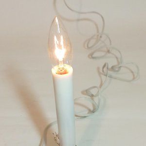 Vintage Solid Brass Base Electric Candle Lamp with Red Christmas Bow Gift